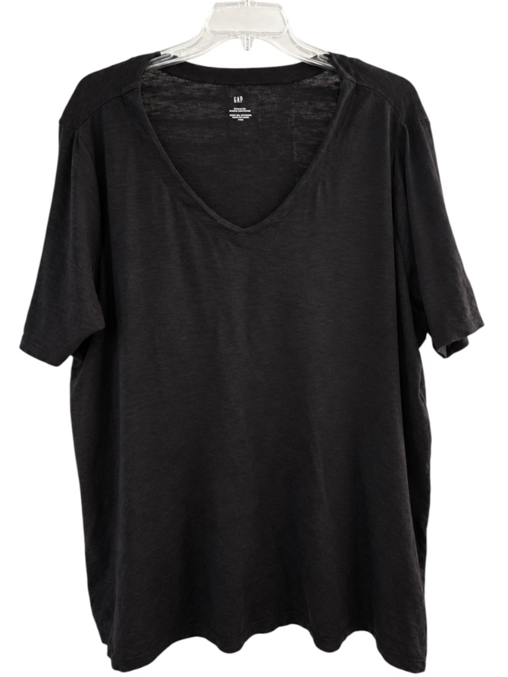 J. Jill Black V-Neck Short Sleeve Relaxed Fit Slub 100% Cotton V neck Tee, 3X